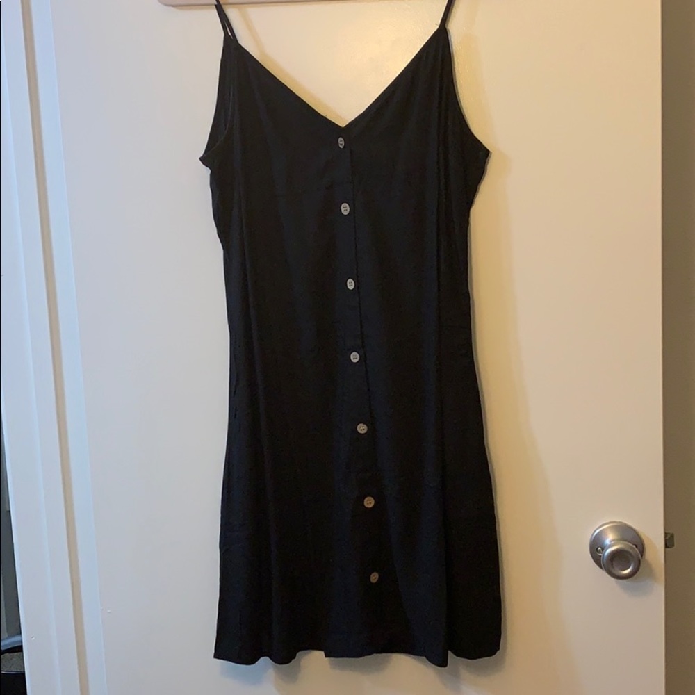 H&M Button front Black mini dress